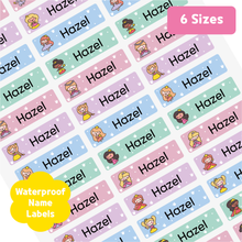 Load image into Gallery viewer, Custom waterproof Name Label Stickers Personalized Dish-washer Safe Freezer-Safe Name Labels for School, Daycare, Camp, Sports, Kids Custom Personalized Name Label Sticker Waterproof, Dishwasher safe, Microwave safe, Freezer safe, Tear-resistant, Strong adhesive School Daycare Camp Kids Birthday Party Gift Present Thanks 
