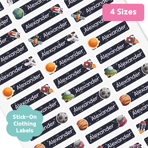 Custom Stick-On Clothing Name Label Stickers Personalized Fabric Textile Label Custom Personalized Stick-On No-Iron Laundry Machine Washer-safe Dryer-safe Name Label Sticker for Clothing Clothes Textile Fabric Care Label Tag for Kids Back to School Daycare Camp Sports Birthday Gift Present Friends Team Labelling