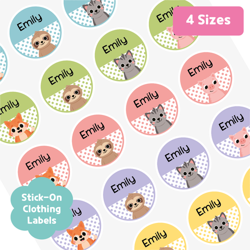 Custom Stick-On Clothing Name Label Stickers Personalized Fabric Textile Label Custom Personalized Stick-On No-Iron Laundry Machine Washer-safe Dryer-safe Name Label Sticker for Clothing Clothes Textile Fabric Care Label Tag for Kids Back to School Daycare Camp Sports Birthday Gift Present Friends Team Labelling