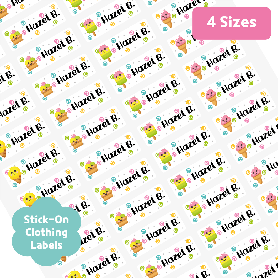 Custom Stick-On Clothing Name Label Stickers Personalized Fabric Textile Label Custom Personalized Stick-On No-Iron Laundry Machine Washer-safe Dryer-safe Name Label Sticker for Clothing Clothes Textile Fabric Care Label Tag for Kids Back to School Daycare Camp Sports Birthday Gift Present Friends Team Labelling