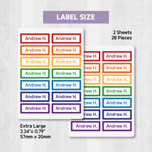 Load image into Gallery viewer, Custom Stick-On Clothing Name Label Stickers Personalized Fabric Textile Label Custom Personalized Stick-On No-Iron Laundry Machine Washer-safe Dryer-safe Name Label Sticker for Clothing  Clothes Textile Fabric Care Label Tag for Kids Back to School Daycare Camp Sports Birthday Gift Present Friends Team Labelling 
