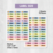 Load image into Gallery viewer, Custom Iron-On Clothing Name Label Stickers Personalized Fabric Textile Label Custom Personalized Iron-on Iron Laundry Washable Washer-safe Dryer-safe Name Label Sticker for Clothing Clothes Textile Fabric Care Label Tag for Kids Back to School Daycare Camp Sports Birthday Gift Present Friends Team Labelling US Canada
