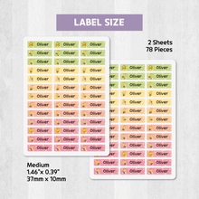 Load image into Gallery viewer, Custom Iron-On Clothing Name Label Stickers Personalized Fabric Textile Label Custom Personalized Iron-on Iron Laundry Washable Washer-safe Dryer-safe Name Label Sticker for Clothing Clothes Textile Fabric Care Label Tag for Kids Back to School Daycare Camp Sports Birthday Gift Present Friends Team Labelling US Canada
