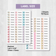 Load image into Gallery viewer, Custom Iron-On Clothing Name Label Stickers Personalized Fabric Textile Label Custom Personalized Iron-on Iron Laundry Washable Washer-safe Dryer-safe Name Label Sticker for Clothing Clothes Textile Fabric Care Label Tag for Kids Back to School Daycare Camp Sports Birthday Gift Present Friends Team Labelling US Canada
