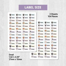 Load image into Gallery viewer, Custom Iron-On Clothing Name Label Stickers Personalized Fabric Textile Label Custom Personalized Iron-on Iron Laundry Washable Washer-safe Dryer-safe Name Label Sticker for Clothing Clothes Textile Fabric Care Label Tag for Kids Back to School Daycare Camp Sports Birthday Gift Present Friends Team Labelling US Canada
