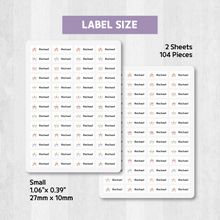 Load image into Gallery viewer, Custom Iron-On Clothing Name Label Stickers Personalized Fabric Textile Label Custom Personalized Iron-on Iron Laundry Washable Washer-safe Dryer-safe Name Label Sticker for Clothing Clothes Textile Fabric Care Label Tag for Kids Back to School Daycare Camp Sports Birthday Gift Present Friends Team Labelling US Canada
