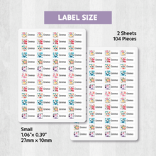 Load image into Gallery viewer, Custom Iron-On Clothing Name Label Stickers Personalized Fabric Textile Label Custom Personalized Iron-on Iron Laundry Washable Washer-safe Dryer-safe Name Label Sticker for Clothing Clothes Textile Fabric Care Label Tag for Kids Back to School Daycare Camp Sports Birthday Gift Present Friends Team Labelling US Canada
