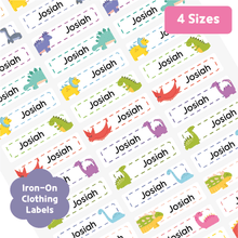 Load image into Gallery viewer, [Iron - On Clothing Label] Dinosaur Label Custom Personalized Gift Present Goods Kids Party School Daycare Camp Sports Canada
