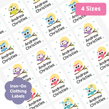 Load image into Gallery viewer, [Iron - On Clothing Label] Owl Label Custom Personalized Gift Present Goods Kids Party School Daycare Camp Sports Canada
