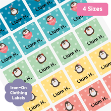 Load image into Gallery viewer, [Iron - On Clothing Label] Penguin Label Custom Personalized Gift Present Goods Kids Party School Daycare Camp Sports Canada
