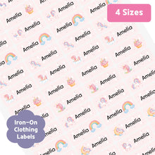 Load image into Gallery viewer, [Iron - On Clothing Label] Pink unicorn Label Custom Personalized Gift Present Goods Kids Party School Daycare Camp Sports Canada
