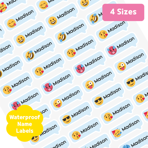 [Name Label] Emoticon Name Label Custom Personalized Gift Present Goods Kids Party School Daycare Camp Sports Canada