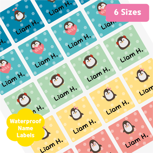 [Name Label] Penguin Name Label Custom Personalized Gift Present Goods Kids Party School Daycare Camp Sports Canada