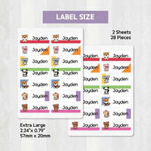 Load image into Gallery viewer, [Name Label] Sitting Animal Name Label Custom Personalized Gift Present Goods Kids Party School Daycare Camp Sports Canada
