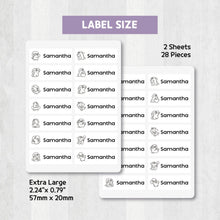 Load image into Gallery viewer, Custom Stick-On Clothing Name Label Stickers Personalized Fabric Textile Label Custom Personalized Stick-On No-Iron Laundry Machine Washer-safe Dryer-safe Name Label Sticker for Clothing  Clothes Textile Fabric Care Label Tag for Kids Back to School Daycare Camp Sports Birthday Gift Present Friends Team Labelling 
