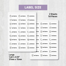 Load image into Gallery viewer, Custom Stick-On Clothing Name Label Stickers Personalized Fabric Textile Label Custom Personalized Stick-On No-Iron Laundry Machine Washer-safe Dryer-safe Name Label Sticker for Clothing  Clothes Textile Fabric Care Label Tag for Kids Back to School Daycare Camp Sports Birthday Gift Present Friends Team Labelling 
