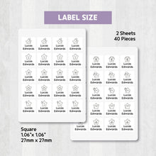 Load image into Gallery viewer, Custom Stick-On Clothing Name Label Stickers Personalized Fabric Textile Label Custom Personalized Stick-On No-Iron Laundry Machine Washer-safe Dryer-safe Name Label Sticker for Clothing  Clothes Textile Fabric Care Label Tag for Kids Back to School Daycare Camp Sports Birthday Gift Present Friends Team Labelling 
