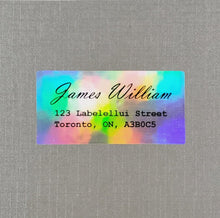 Load image into Gallery viewer, [Return Address Label] Gold, Silver, Holographic Label Sticker Custom Personalized Gift Present Goods Kids Party School Daycare Camp Sports Canada
