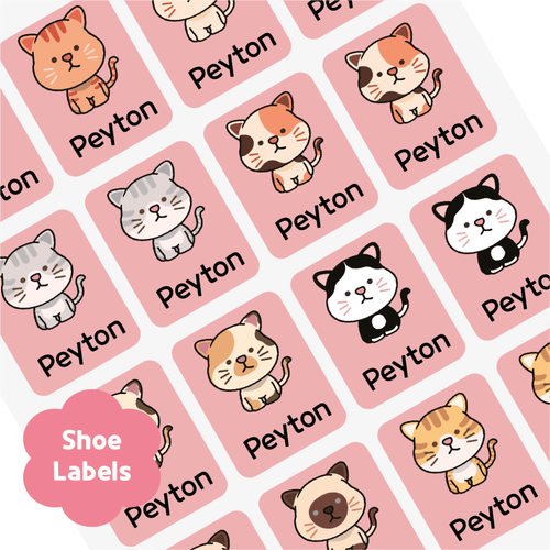 [Shoe Label] Cat Shoes Label Sticker Custom Personalized Gift Present Goods Kids Party School Daycare Camp Sports Canada