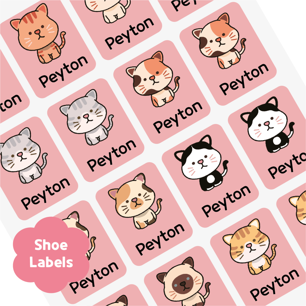 [Shoe Label] Cat Shoes Label Sticker Custom Personalized Gift Present Goods Kids Party School Daycare Camp Sports Canada