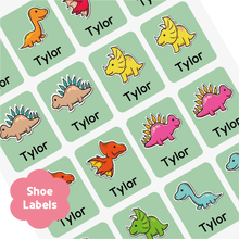 Load image into Gallery viewer, [Shoe Label] Dinosaur Shoes Label Sticker Custom Personalized Gift Present Goods Kids Party School Daycare Camp Sports Canada
