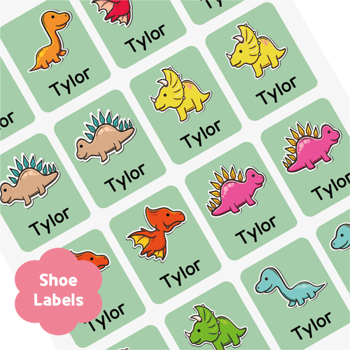 [Shoe Label] Dinosaur Shoes Label Sticker Custom Personalized Gift Present Goods Kids Party School Daycare Camp Sports Canada