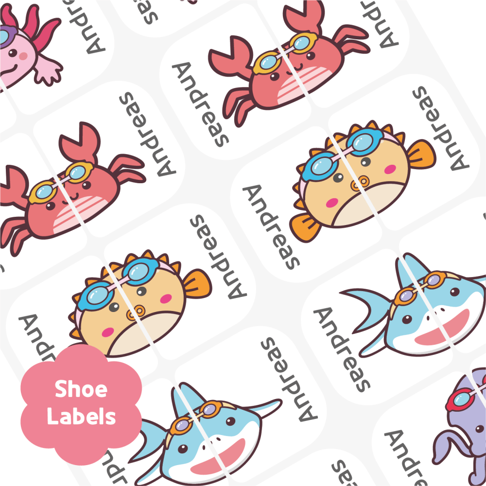 [Shoe Label] New Sea Animal Shoe Label Custom Personalized Gift Present Goods Kids Party School Daycare Camp Sports Canada