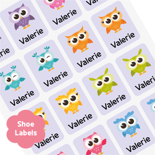 Load image into Gallery viewer, [Shoe Label] Owl Shoes Label Sticker Custom Personalized Gift Present Goods Kids Party School Daycare Camp Sports Canada
