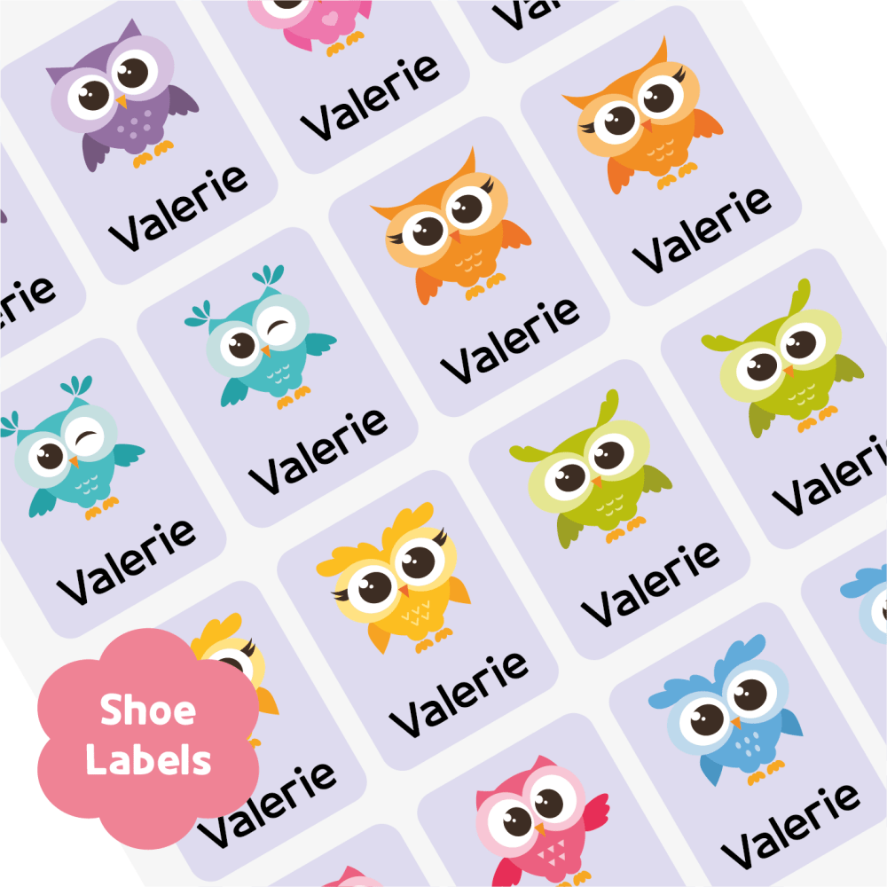 [Shoe Label] Owl Shoes Label Sticker Custom Personalized Gift Present Goods Kids Party School Daycare Camp Sports Canada