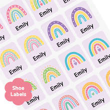 Load image into Gallery viewer, [Shoe Label] Rainbow Shoes Label Sticker Custom Personalized Gift Present Goods Kids Party School Daycare Camp Sports Canada
