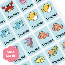 Load image into Gallery viewer, [Shoe Label] Sea Animal Shoe Label Sticker Custom Personalized Gift Present Goods Kids Party School Daycare Camp Sports Canada
