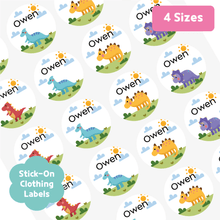 Load image into Gallery viewer, [Stick - On Clothing Label] Dino and Forest Custom Personalized Gift Present Goods Kids Party School Daycare Camp Sports Canada
