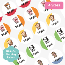 Load image into Gallery viewer, [Stick - On Clothing Label] Sitting Animal Label Custom Personalized Gift Present Goods Kids Party School Daycare Camp Sports Canada
